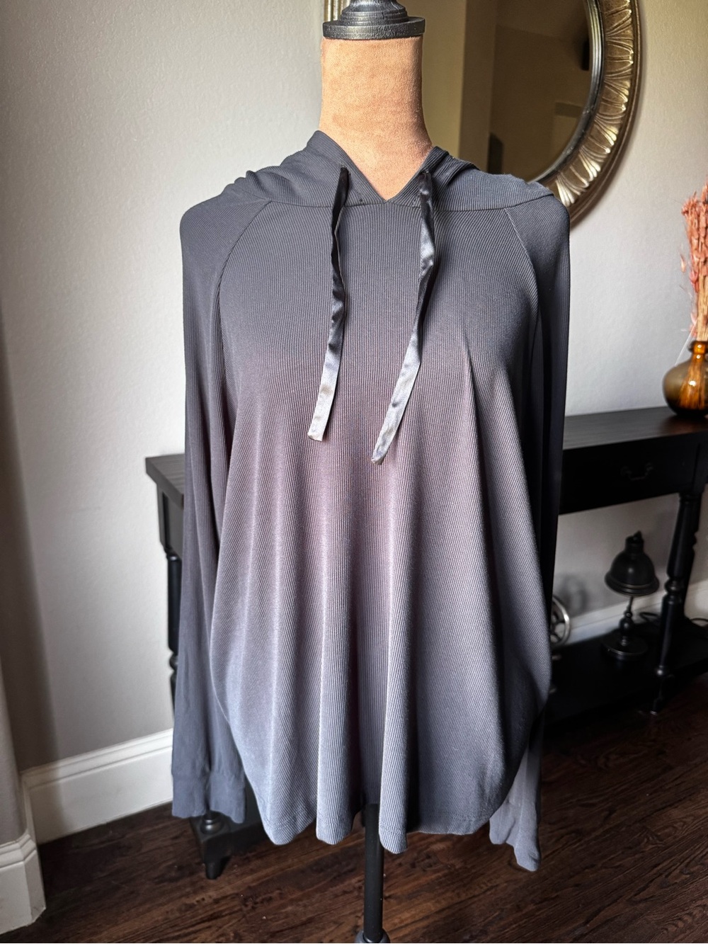 Cozy Earth Brushed Bamboo Ribbed Satin Lined Hoodie Black XXL